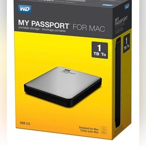 NWB - WD 1TB Silver My Passport for Mac Portable External Hard Drive - USB 3.0